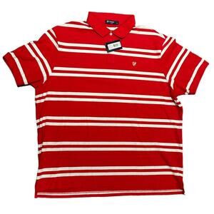 Daniel Cremieux Mens XXL Red and White Striped Polo Style Shirt NWT